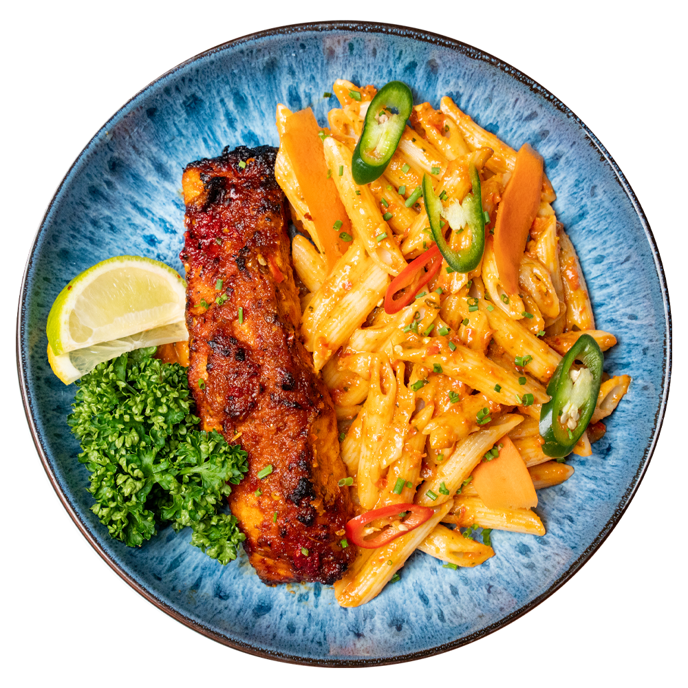 Chef-prepared healthy, vibrant fresh fish meal delivered by Bosuprep to offices in Stockport for corporate meal prep, boosting workplace wellness, productivity, and employee wellbeing.