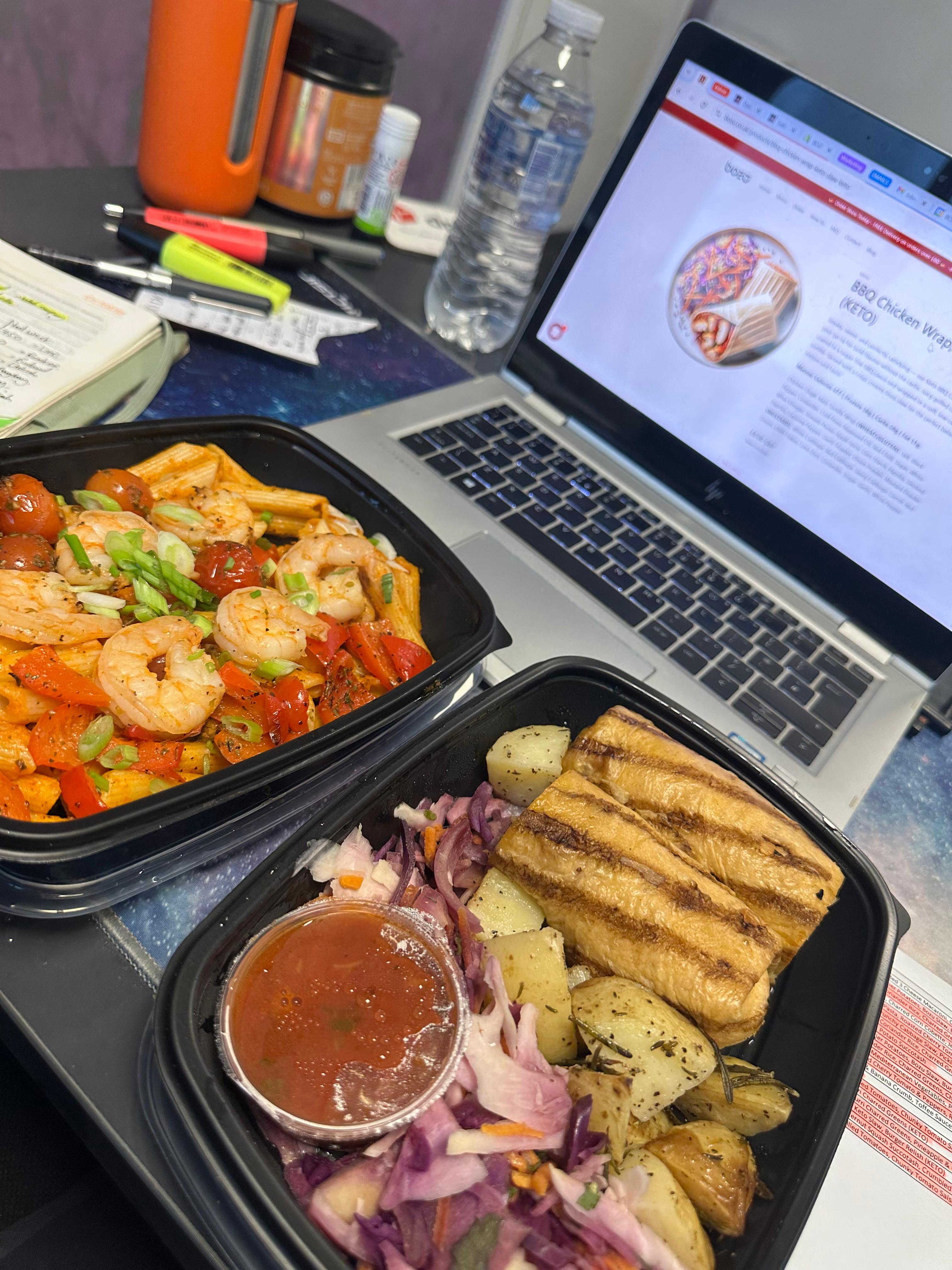 Selection of high-protein and low-carb corporate meals delivered in Grays for wellbeing and productivity