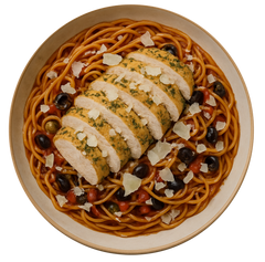 Spaghetti with Chicken & Olives