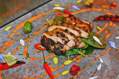 Sliced Chicken Breast with Rice & Garnishes